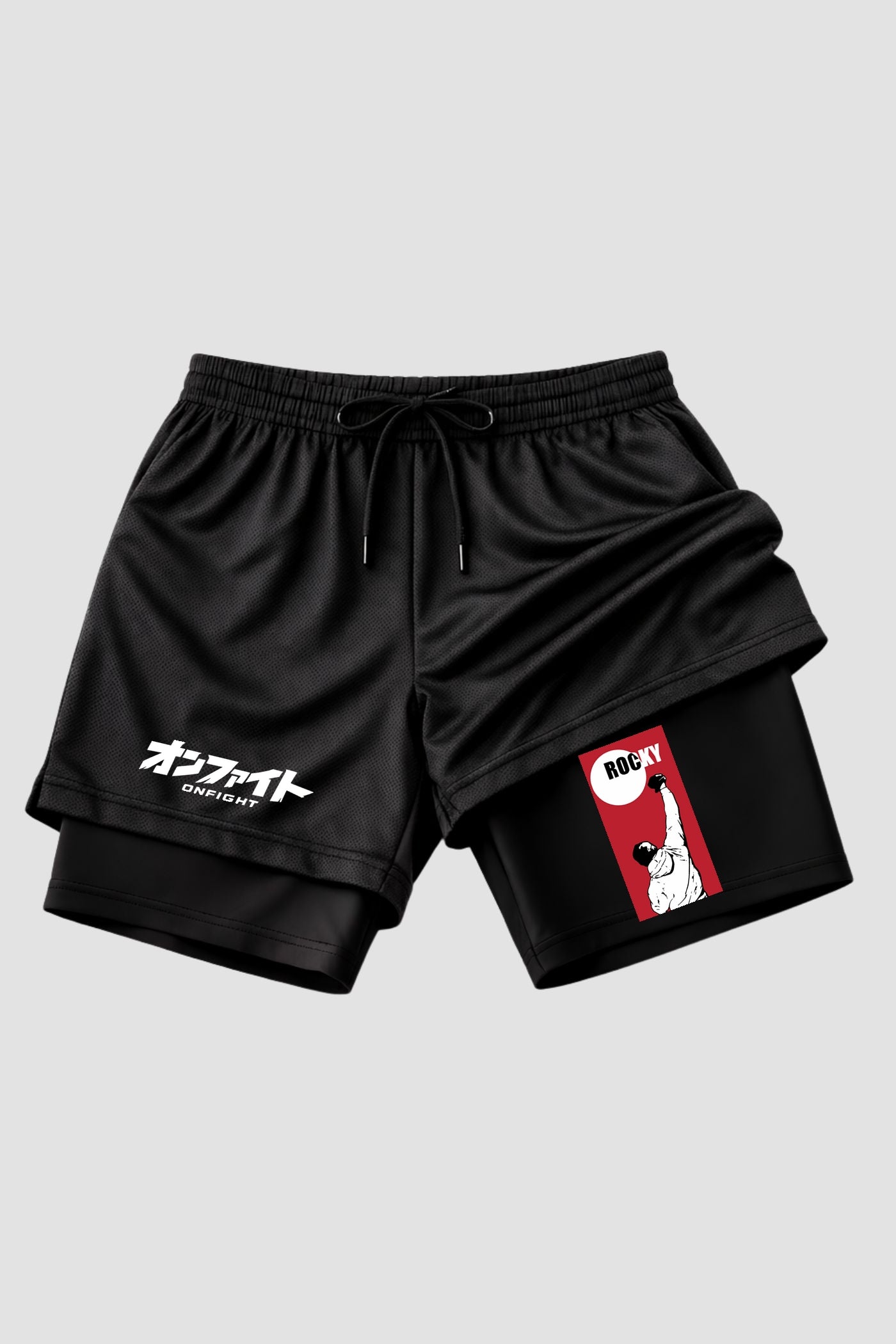 Short de compressão 2 em 1 Rocky Balboa Red Victory Silhouette