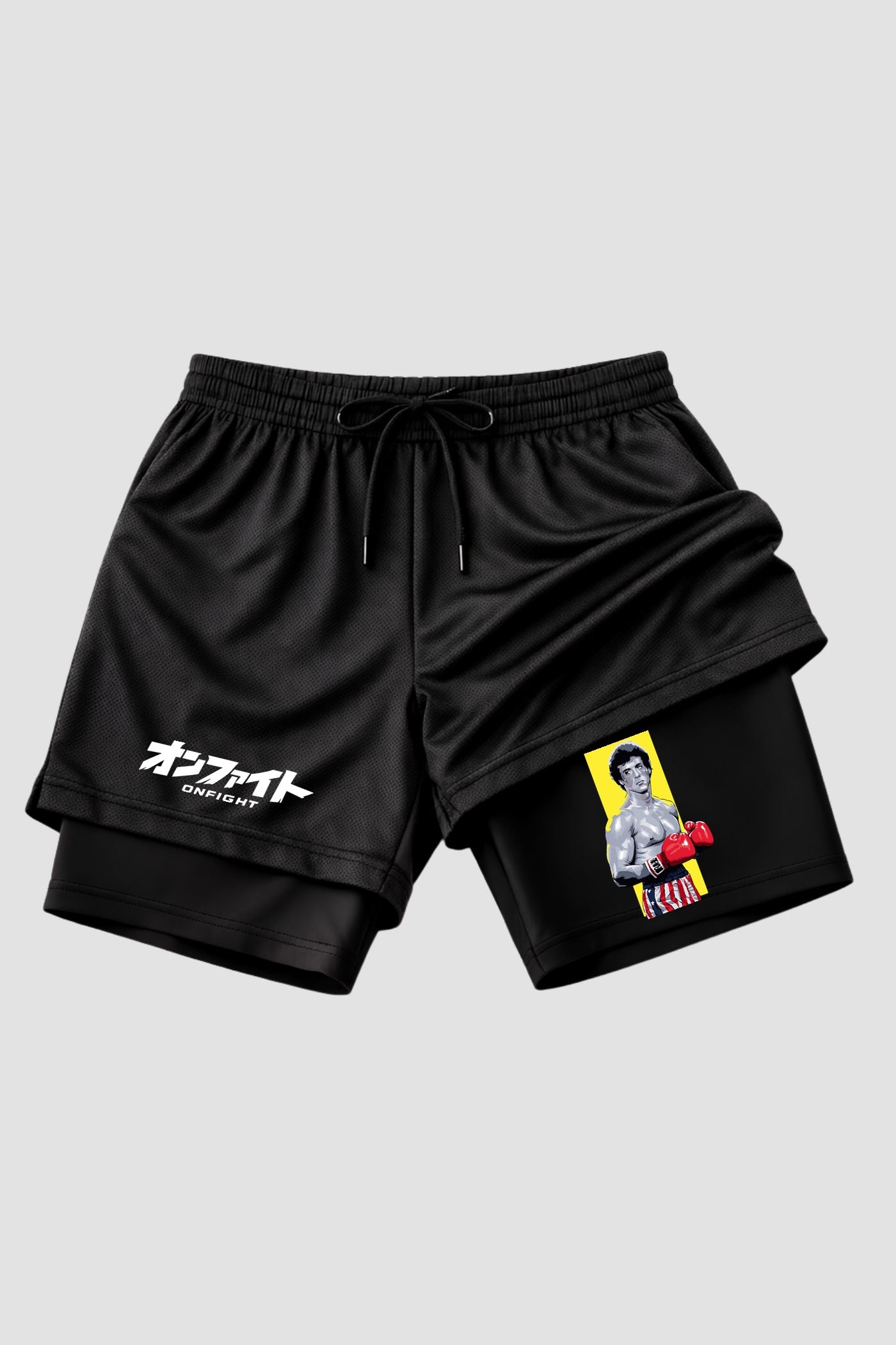 Short de compressão 2 em 1 Rocky Balboa Champion