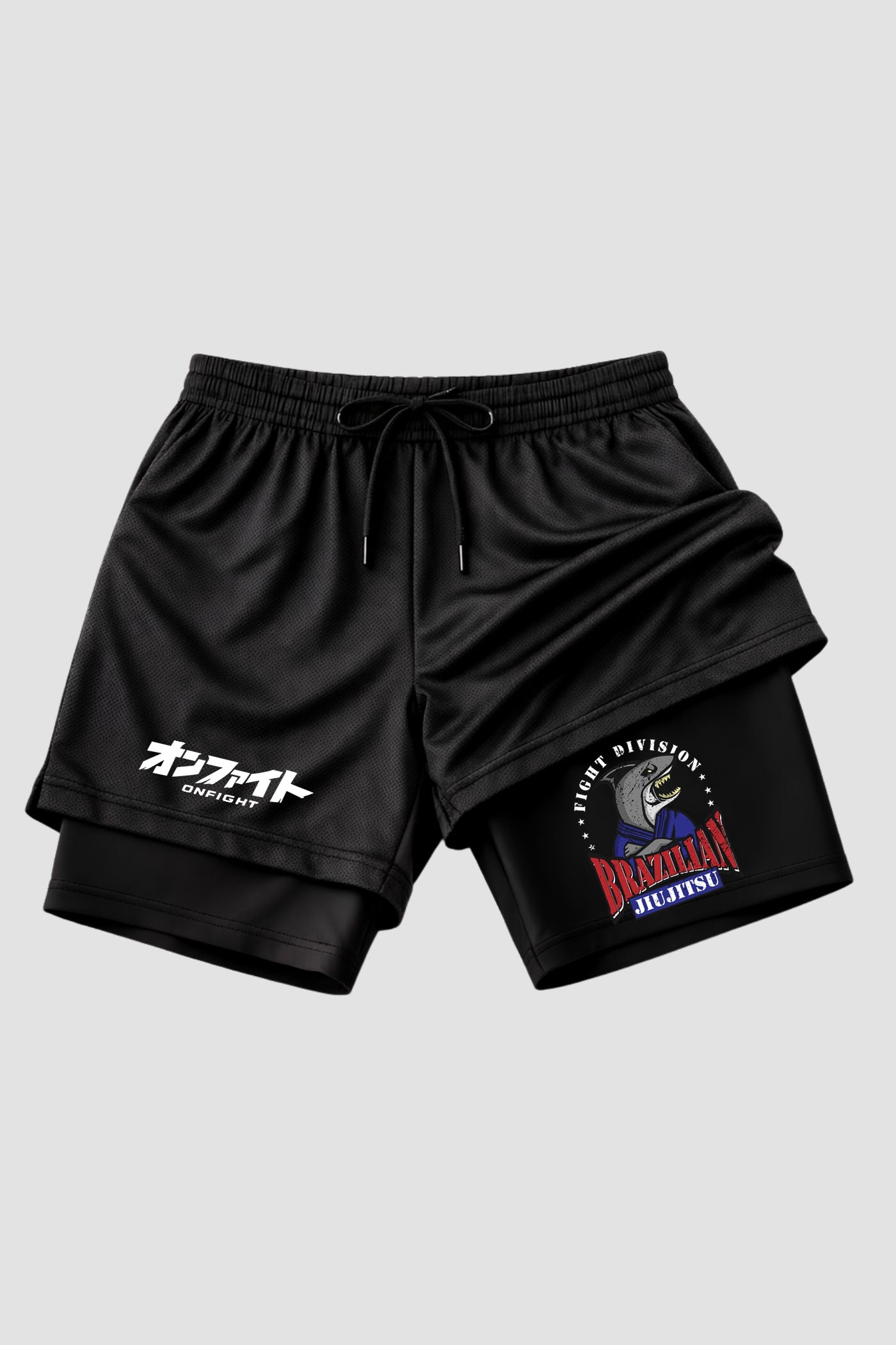 Short de compressão  2 em 1 jiu-jitsu Shark Roll Division