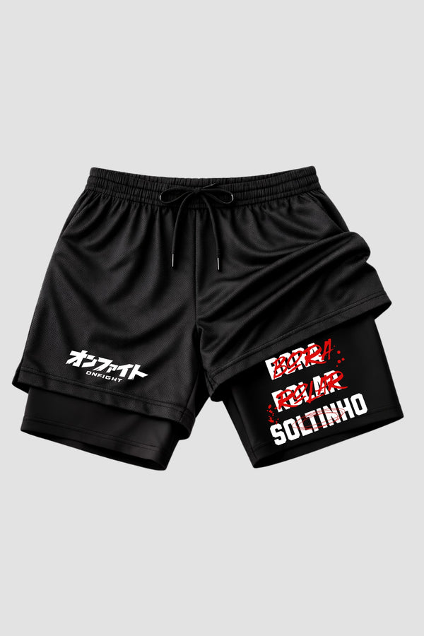 Short de compressão 2 em 1 jiu-jitsu Bora Rolar Soltinho