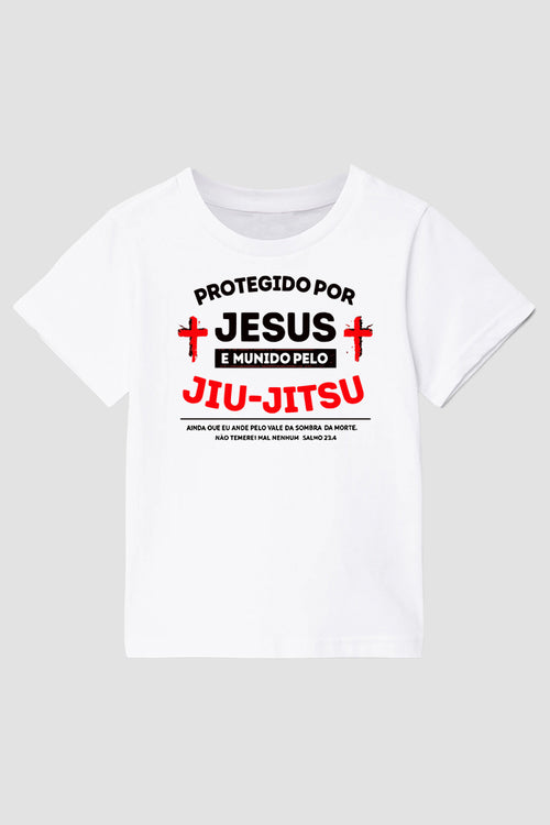 Camiseta infantil jiu-jitsu Protegido por Jesus