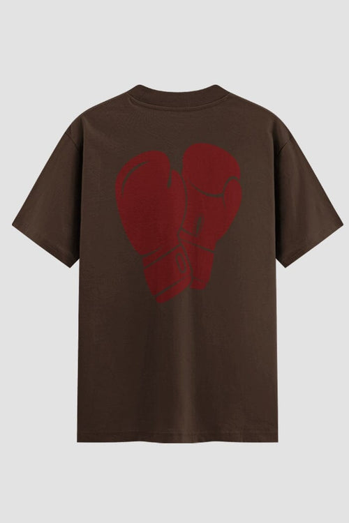 Camiseta Oversized Boxe Luvas Vermelhas Cruzadas Oversized Boxe OnFight P Chocolate Masculino