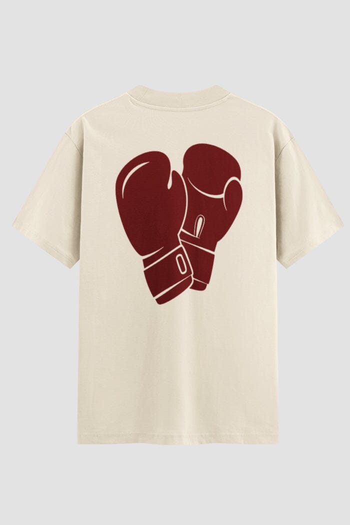 Camiseta Oversized Boxe Luvas Vermelhas Cruzadas