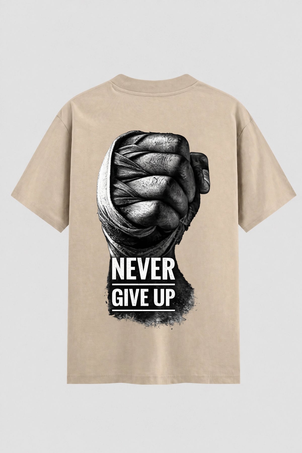 Camiseta Oversized Suedine Boxe Never Give Up