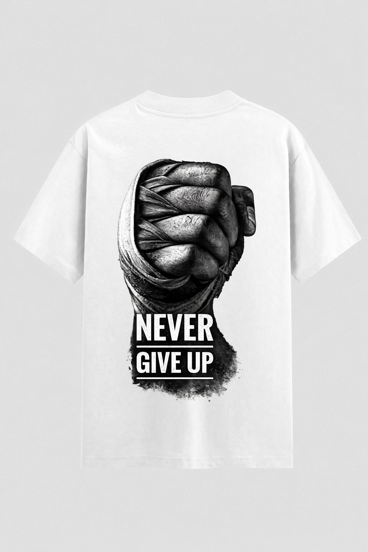 Camiseta Oversized Suedine Boxe Never Give Up