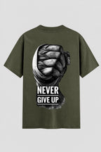 Camiseta Oversized Suedine Boxe Never Give Up