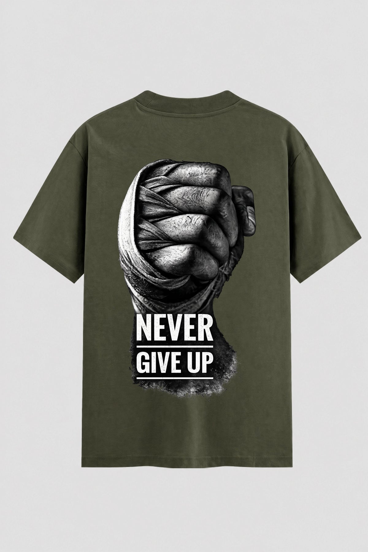 Camiseta Oversized Suedine Boxe Never Give Up