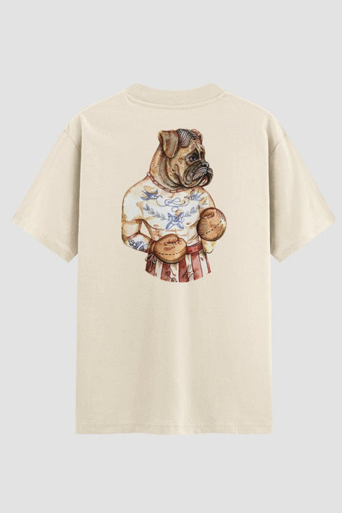 Camiseta Oversized Boxer Dog Onfight Oversized Boxe OnFight P Off White Masculino