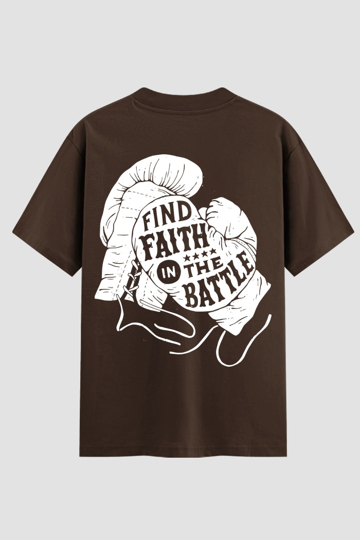 Camiseta Oversized Suedine Coleção Faith Find Faith The Battle
