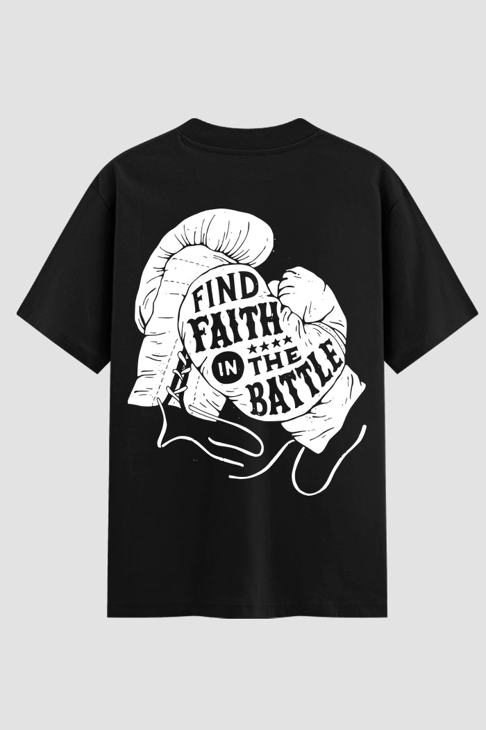 Camiseta Oversized Suedine Coleção Faith Find Faith The Battle