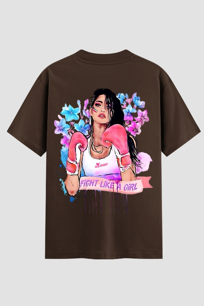 Camiseta Oversized Suedine feminina Fight Like a Girl
