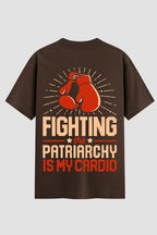 Camiseta Oversized Suedine boxe fighting the patriarchy