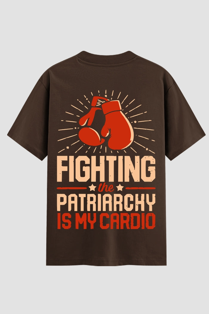 Camiseta Oversized Suedine boxe fighting the patriarchy