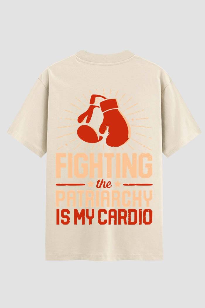 Camiseta Oversized Suedine boxe fighting the patriarchy