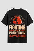 Camiseta Oversized Suedine boxe fighting the patriarchy
