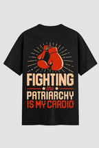 Camiseta Oversized Suedine boxe fighting the patriarchy