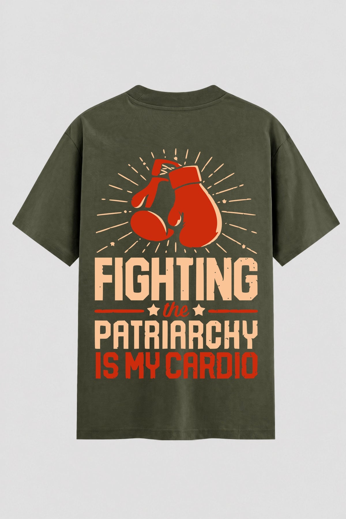 Camiseta Oversized Suedine boxe fighting the patriarchy