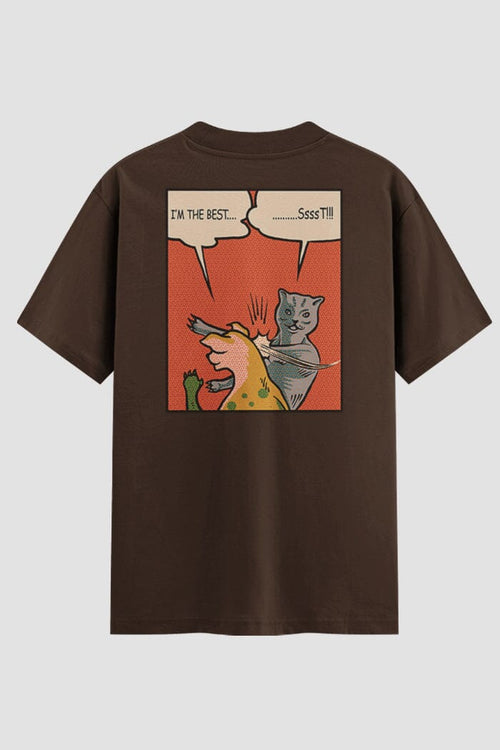 Camiseta Oversized Funny Comic Onfight Engraçada OnFight P Chocolate Masculino