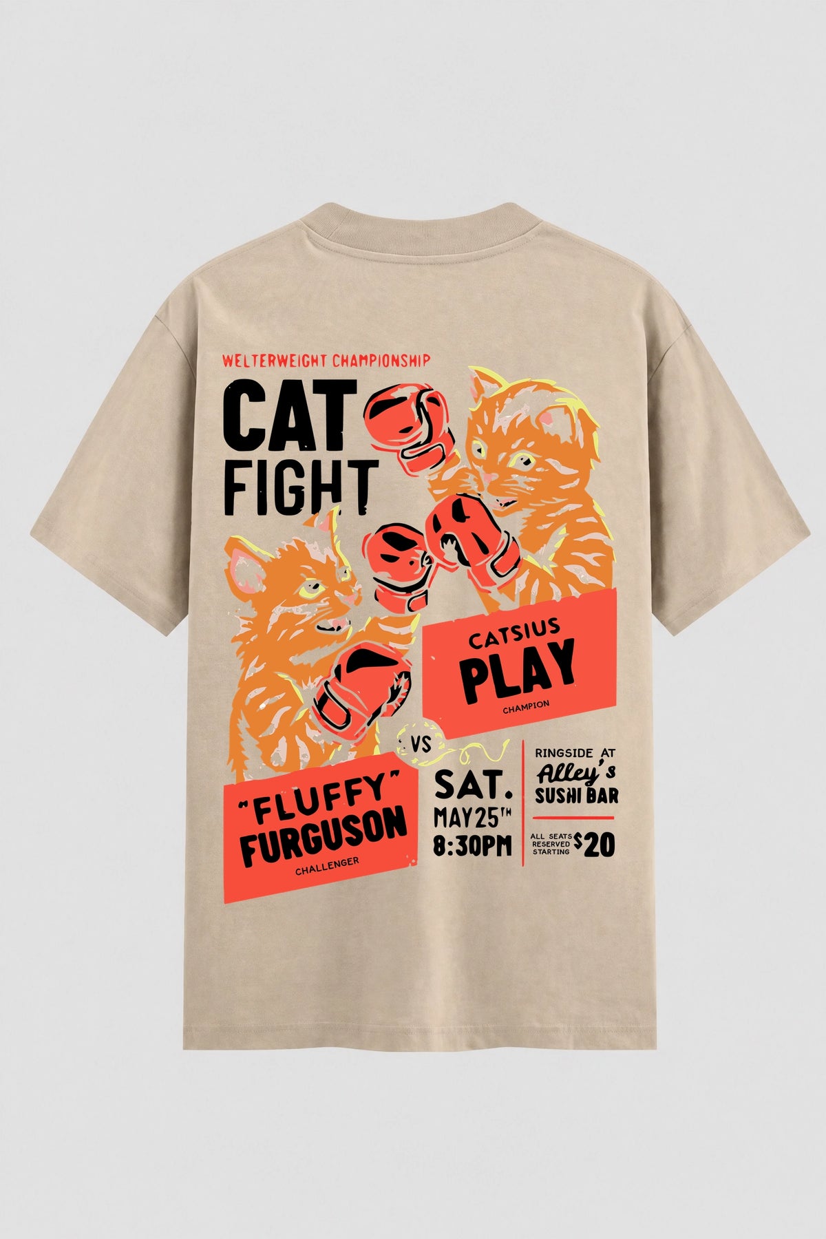 Camiseta Oversized Suedine Cat Fight Onfight
