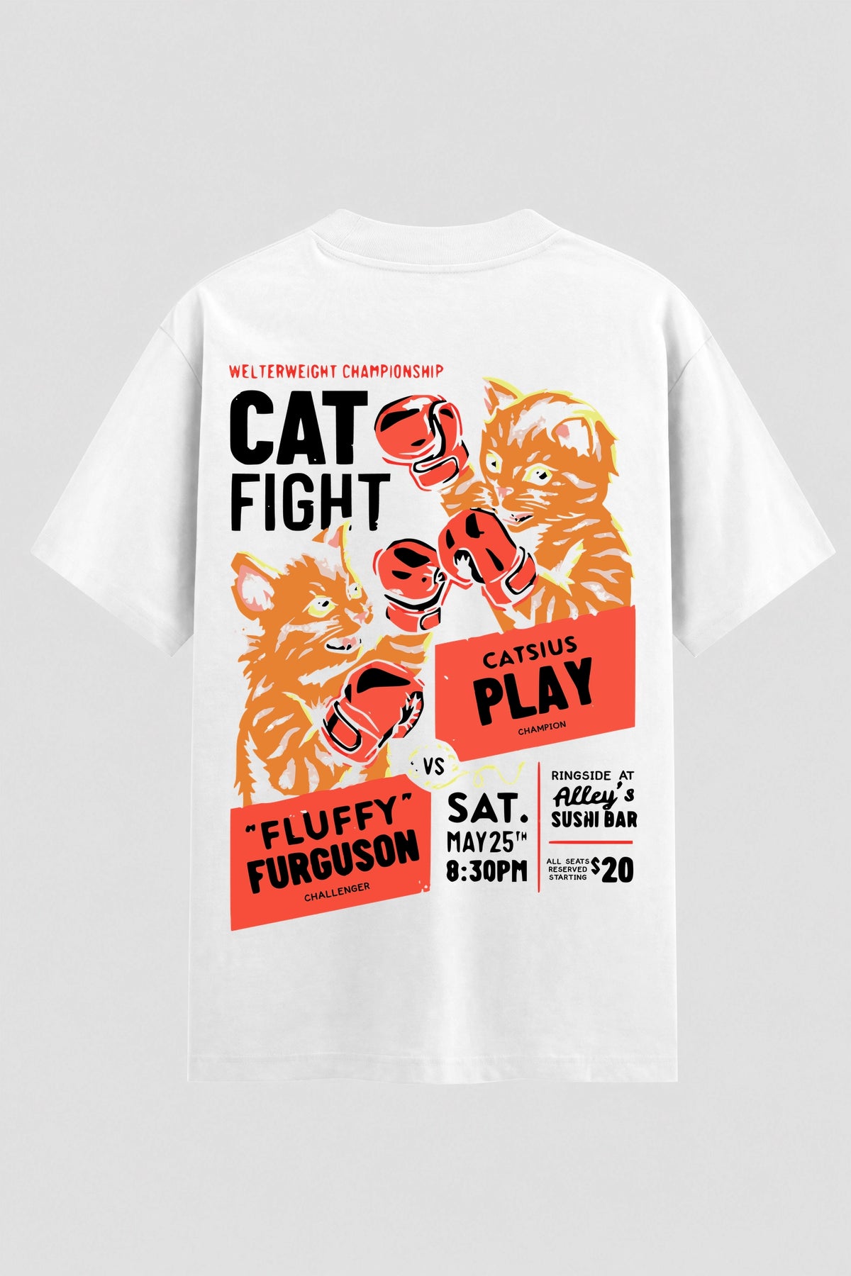 Camiseta Oversized Suedine Cat Fight Onfight