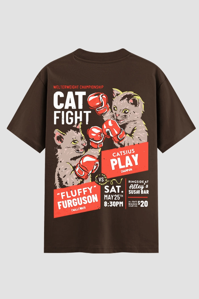 Camiseta Oversized Suedine Cat Fight Onfight