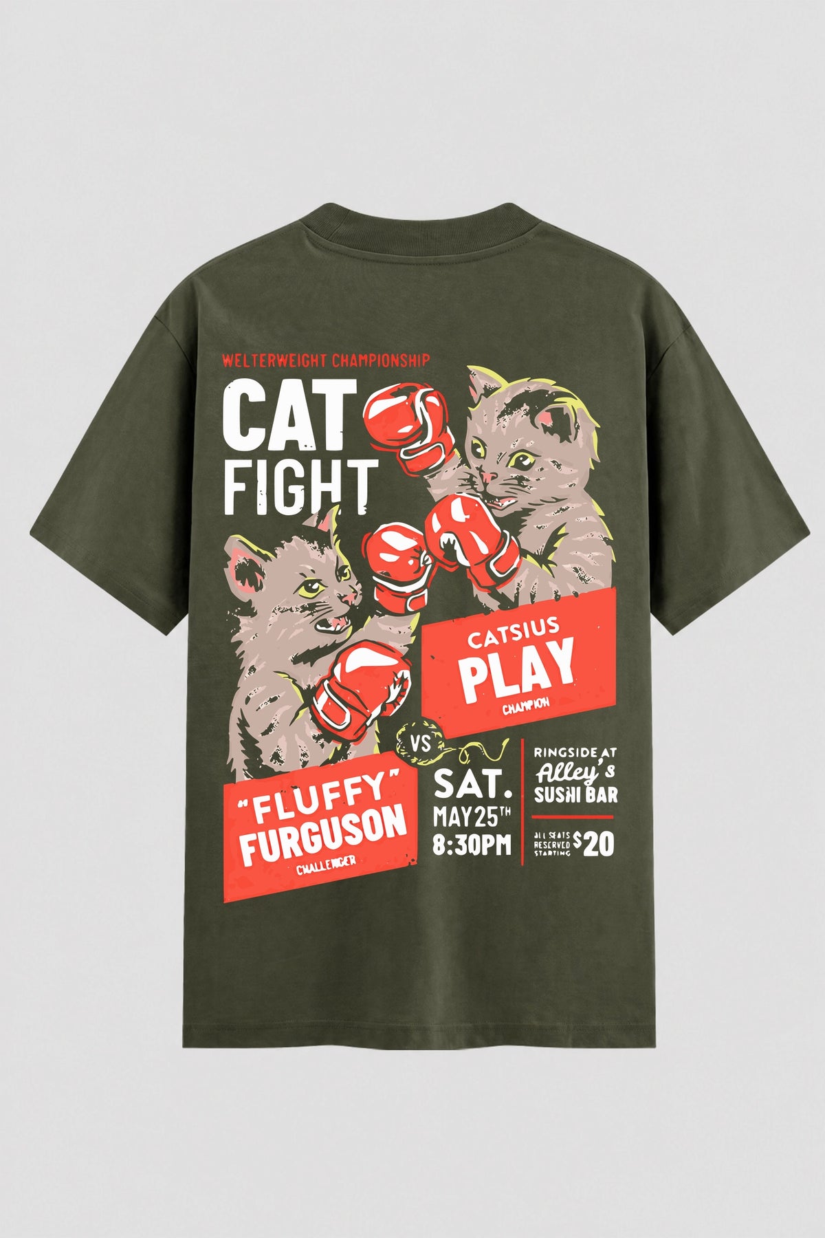 Camiseta Oversized Suedine Cat Fight Onfight