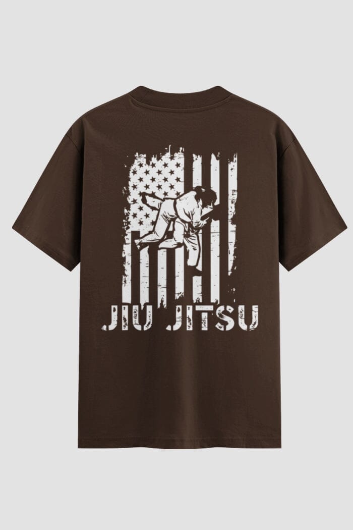 Camiseta Oversized Jiu-Jitsu American Flag – Onfight Oversized jiu-jitsu OnFight P Chocolate Masculino