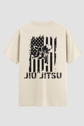 Camiseta Oversized Jiu-Jitsu American Flag – Onfight Oversized jiu-jitsu OnFight P Off White Masculino
