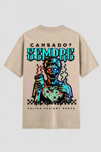 Camiseta Oversized Suedine Jiu-Jitsu Cansado Sempre