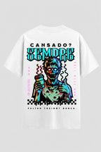 Camiseta Oversized Suedine Jiu-Jitsu Cansado Sempre