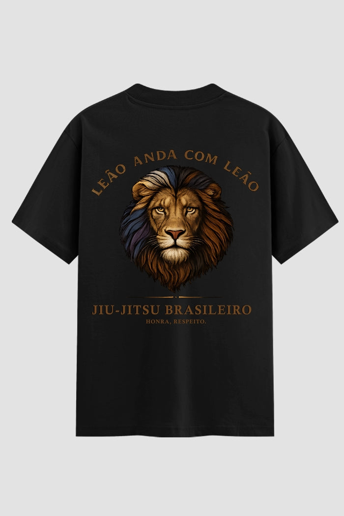 Camiseta Oversized Suedine Jiu-Jitsu Leão anda com Leão
