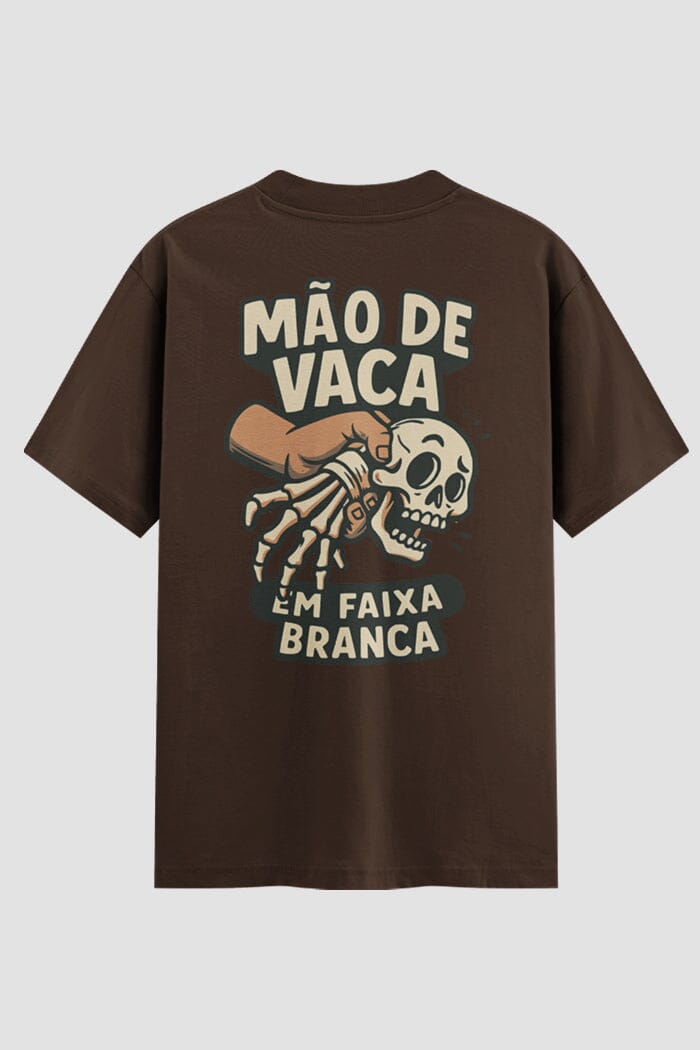 Camiseta Oversized Jiu-Jitsu mão de vaca em faixa branca modelo 02