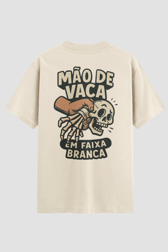 Camiseta Oversized Jiu-Jitsu mão de vaca em faixa branca Oversized jiu-jitsu OnFight P Off White Masculino