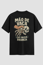Camiseta Oversized Jiu-Jitsu mão de vaca em faixa branca Oversized jiu-jitsu OnFight P Preto Masculino