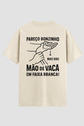Camiseta Oversized Jiu-Jitsu pareço bonzinho mas dou mão de vaca em faixa branca Oversized jiu-jitsu OnFight P Off White Masculino