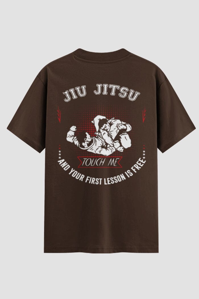 Camiseta Oversized Jiu-Jitsu Touch me your lesson is free Oversized jiu-jitsu OnFight P Chocolate Masculino