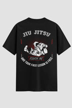 Camiseta Oversized Jiu-Jitsu Touch me your lesson is free Oversized jiu-jitsu OnFight P Preto Masculino