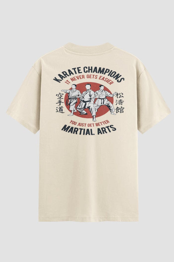 Camiseta Oversized Suedine Karate It Never Gets Easier