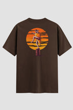 Camiseta Oversized Karate Sunset Wave Drop Oversizeds Karate OnFight P Chocolate Masculino