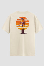 Camiseta Oversized Suedine Karate Sunset Wave Drop