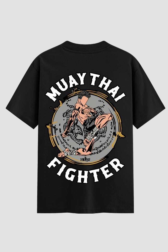 Camiseta Oversized Suedine Muay Thai Fighter Emblem