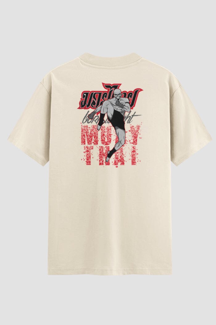Camiseta Oversized Muay Thai Fighting Spirit Oversized Muay thai OnFight P Off White Masculino