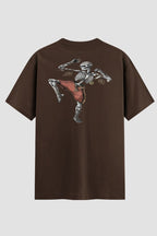 Camiseta Oversized Muay Thai Skeleton Commando Oversized Muay thai OnFight P Chocolate Masculino