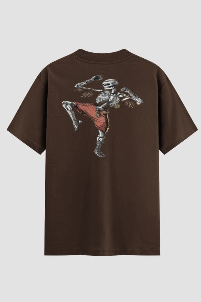 Camiseta Oversized Muay Thai Skeleton Commando Oversized Muay thai OnFight P Chocolate Masculino