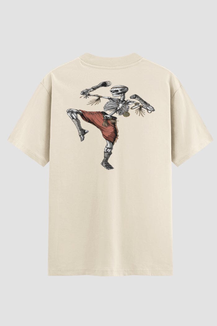 Camiseta Oversized Muay Thai Skeleton Commando Oversized Muay thai OnFight P Off White Masculino