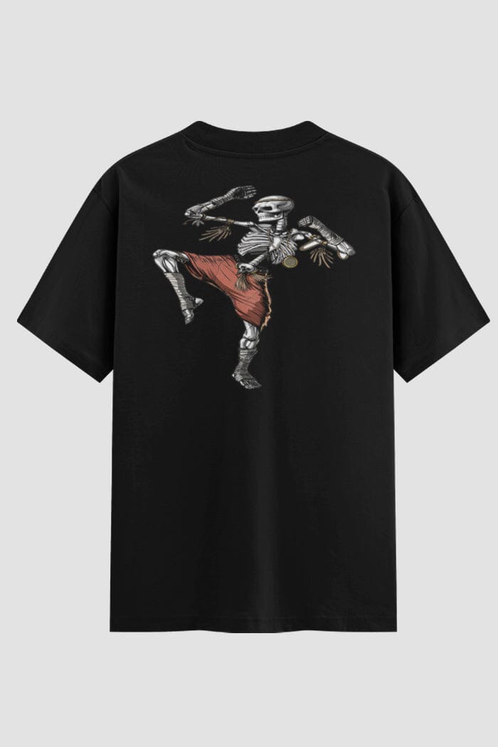 Camiseta Oversized Muay Thai Skeleton Commando Oversized Muay thai OnFight P Preto Masculino
