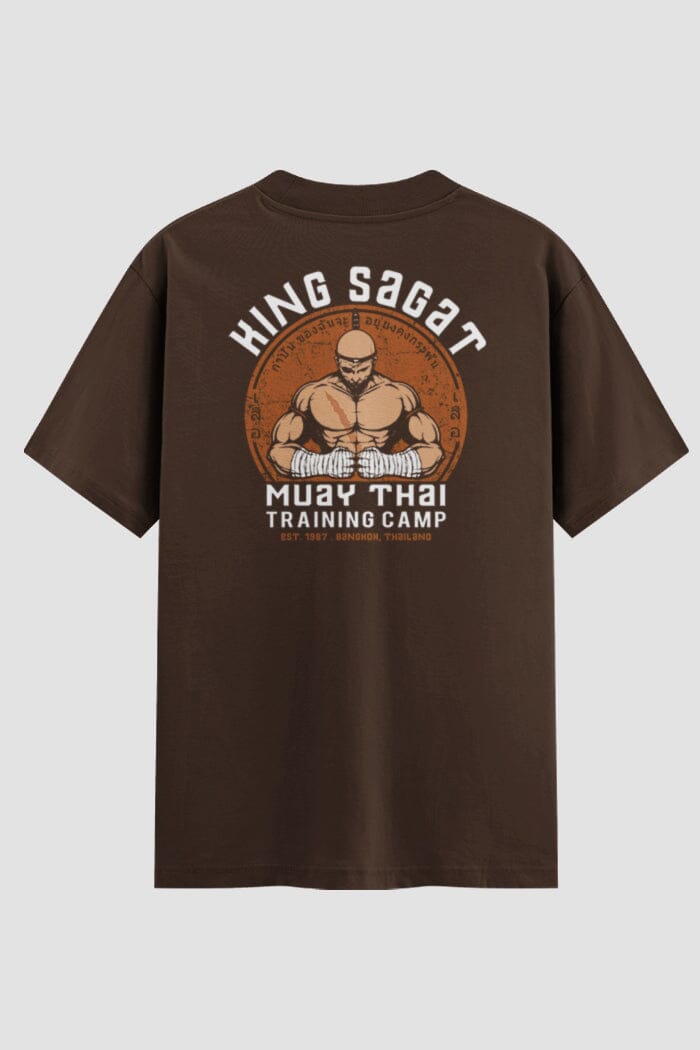 Camiseta Oversized Muay Thai Skull Street Oversized Muay thai OnFight P Chocolate Masculino