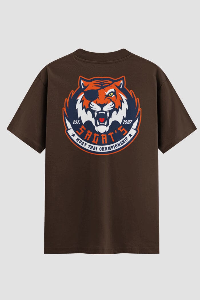 Camiseta Oversized Muay Thai Thunder Tiger Oversized Muay thai OnFight P Chocolate Masculino