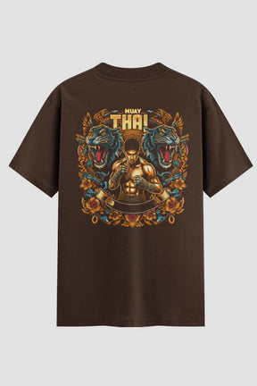Camiseta Oversized Muay Thai Warrior – Onfight Oversized Muay thai OnFight P Chocolate Masculino