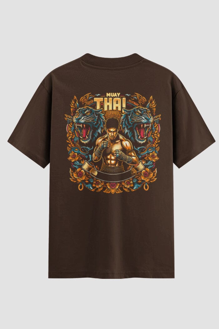 Camiseta Oversized Muay Thai Warrior – Onfight Oversized Muay thai OnFight P Chocolate Masculino